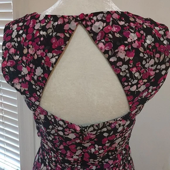 NWOT Satiny WHBM Black Cherry MultiFloral Dress - Picture 5 of 8